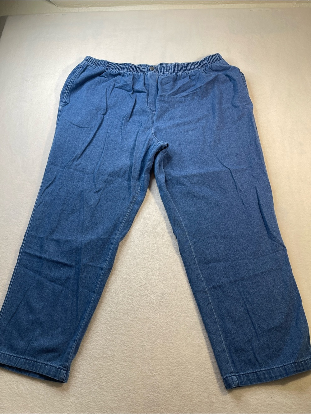 Woman Within Indigo Blue Elastic Waist Cropped Jeans PULL ON SIZE 26W